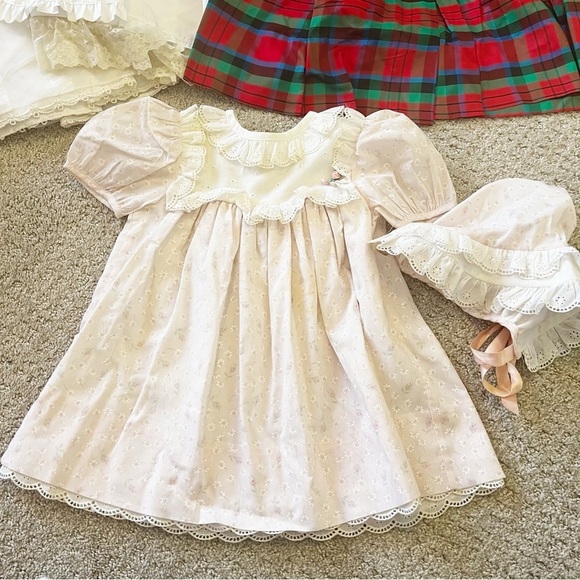 Vintage Girl Dress Lot Wedding Red Christmas Pink Handmade 7 pc Sz 18 mo 2 5 6 - Picture 6 of 16